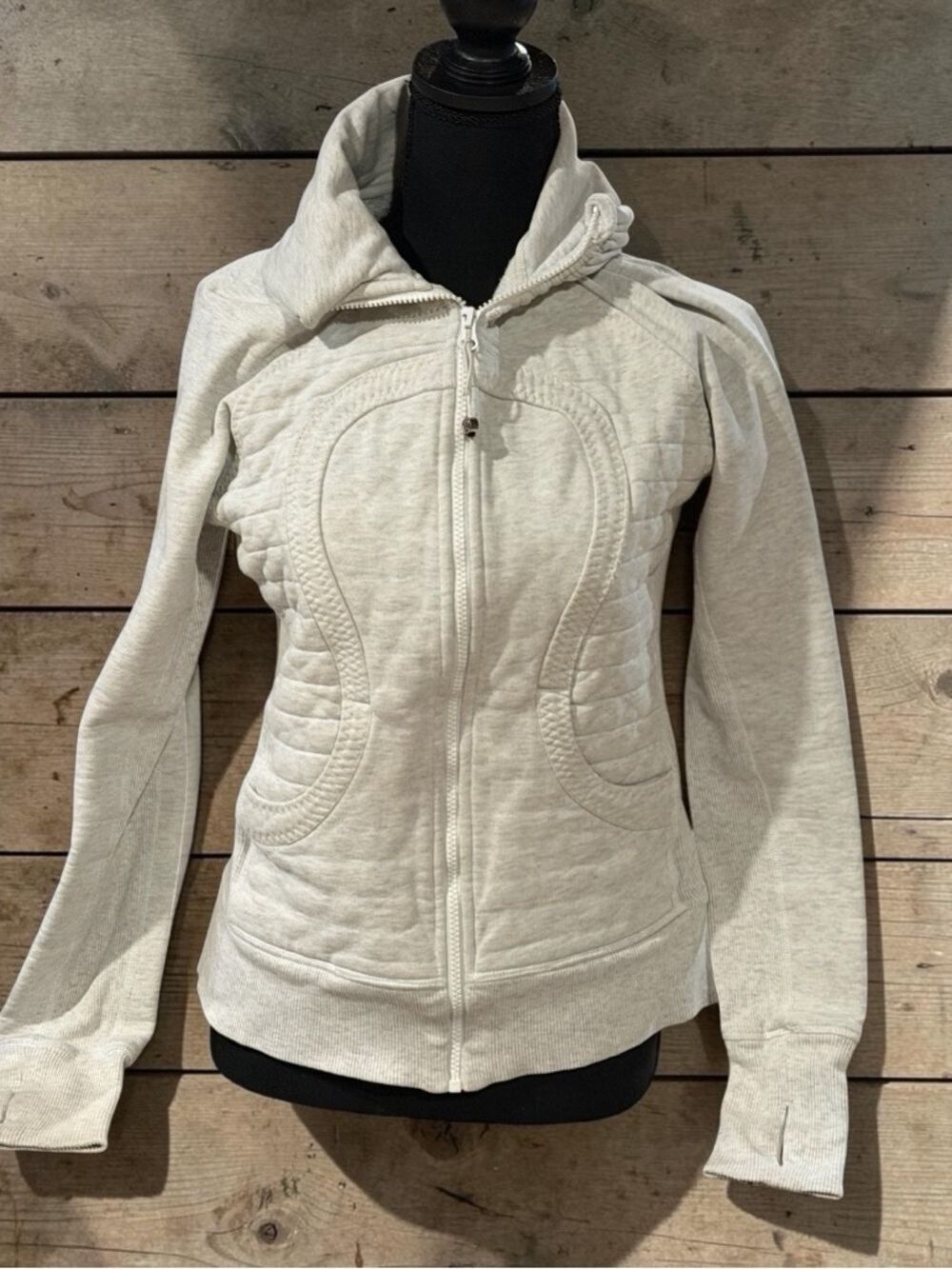 Lululemon Athletica Gray Quilted Zip Hoodie Large